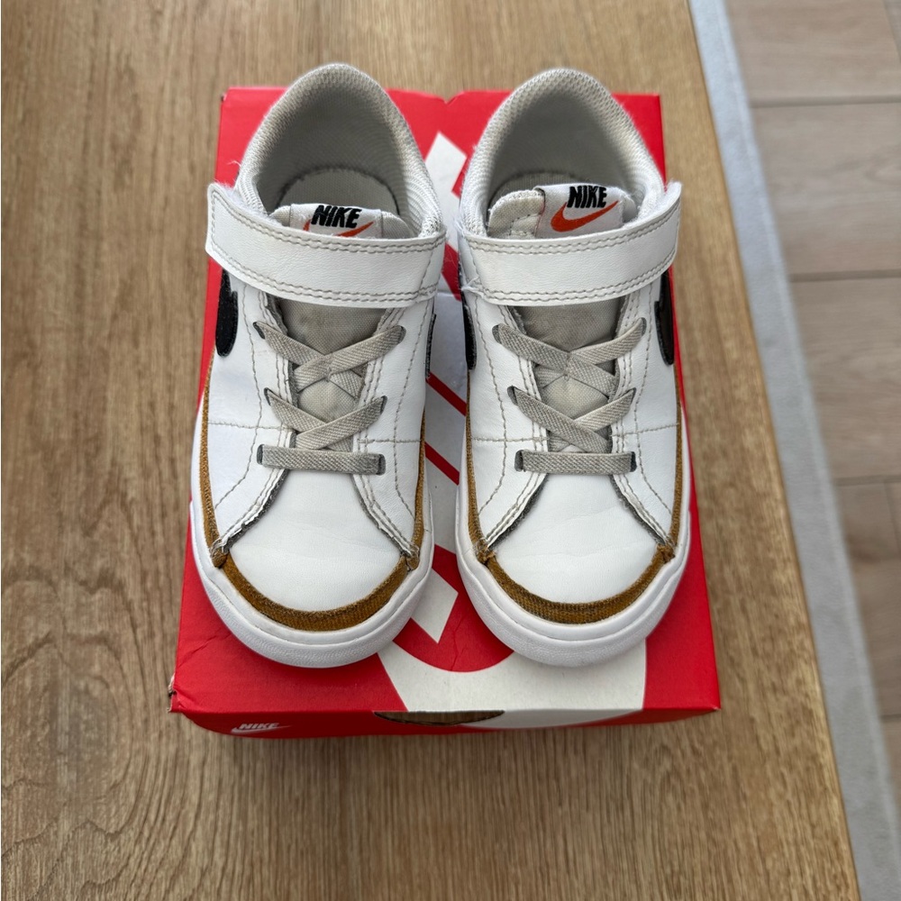 Nike Legacy Court Kids White and Tan Sneakers
